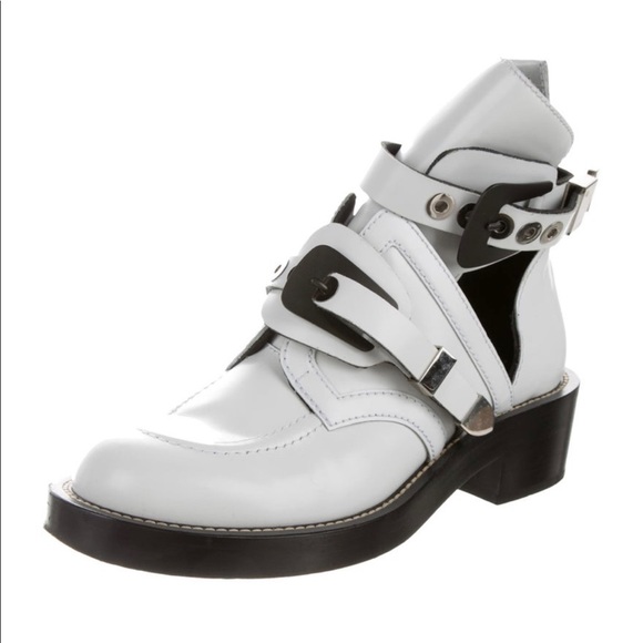 balenciaga white ceinture boots
